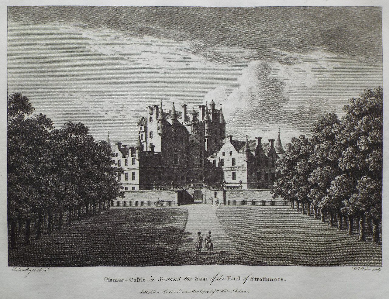 Print - Glames - Castle in Scotland, the Seat of the Earl of Strathmore. - Watts